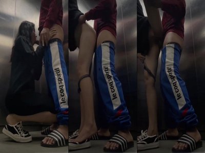 Trong thang máy em sinh viên tụt quần bú mút còn anh kéo váy vét